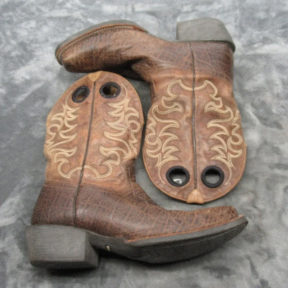 Cody James Western Boots Mens 13 D Brown Leather Square Toe Exotic Faux Elephant - Picture 12 of 16